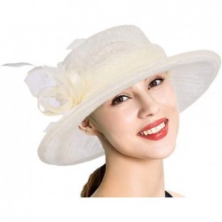 Sun Hats Women Hats Wide Brim Occasion Event Kentucky Derby Church Dress Organza Flower Sinamay Sun Hats - Beige - CR194UGU9Y...