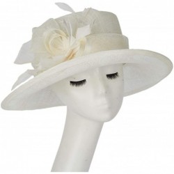 Sun Hats Women Hats Wide Brim Occasion Event Kentucky Derby Church Dress Organza Flower Sinamay Sun Hats - Beige - CR194UGU9Y...