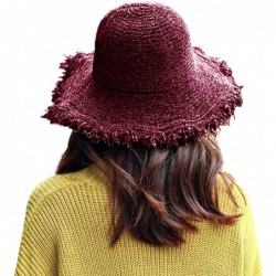 Sun Hats Womens Wide Brim Bucket Boonie Sun Hat with Fringe - Burgundy - CO18ICKQAHC $18.41