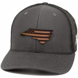 Baseball Caps 'Midnight North Carolina Patriot' Black Leather Patch Hat Curved Trucker - OSFA/Black - Brown/Tan - C418IGQ58LU...