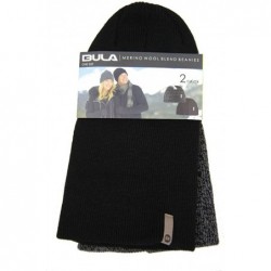 Skullies & Beanies Unisex Merino Wool Blend Beanies 2-Pack- Black/Gray- One Size - CK18C6H720T $46.39