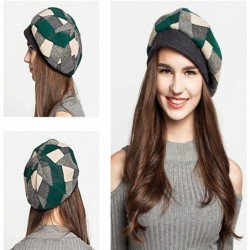 Berets Women's Scottish Plaid Wool Peaked Cap Beret - Green - CY1293F4M35 $60.66
