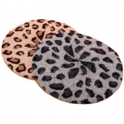Berets Leopard Print Beret Hat Knitted French Artist Hats Soft Winter Caps for Women - Gray - CJ18Z8CZOTM $21.03