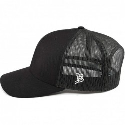 Baseball Caps Cam Hanes CH Leather Patch hat Curved Trucker - Black - CW18IGQYO6G $44.54