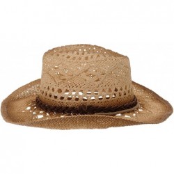Cowboy Hats Western Cowboy Hat Cool Paper Straw Banded Chin Strap GN8765 - Brown - CG185EW6SLZ $67.94