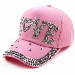 Baseball Caps Fashion Women Bling Studded Rhinestone Crystal Love Lips Baseball Caps Hats - Pink - CJ18CA8MGNT $24.82