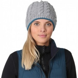 Skullies & Beanies Women's Cable Knit Beanie with Fleece Lining - Winter Hat - Heather Grey - CB17X643SC0 $53.14