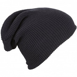 Skullies & Beanies Mens/Womans knitted woolly beanie winter warm ski ribbed turn up hat - Dark Blue - C812HIXUL6B $12.02
