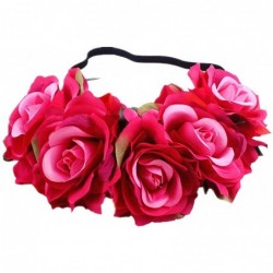 Headbands Love Fairy Bohemia Stretch Rose Flower Headband Floral Crown for Garland Party - Colorful Rose Red - CD18HXZ7DGI $2...