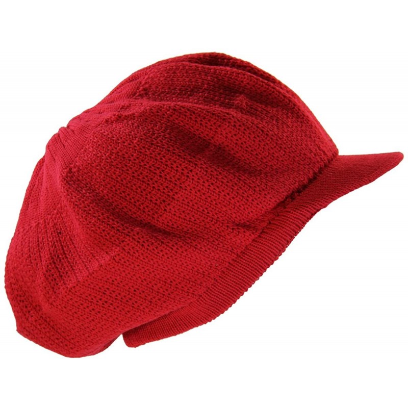 Skullies & Beanies Knit Cotton Beanie Visor - Red - C7189UODC9C $19.57