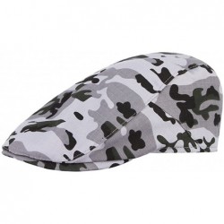 Newsboy Caps Men Camouflage Newsboy Hat Beret Ivy Cap Flat Gatsby Cap Lightweight Driving Hats - Grey - CS18QEGA6S5 $21.76