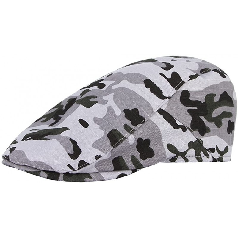 Newsboy Caps Men Camouflage Newsboy Hat Beret Ivy Cap Flat Gatsby Cap Lightweight Driving Hats - Grey - CS18QEGA6S5 $13.30