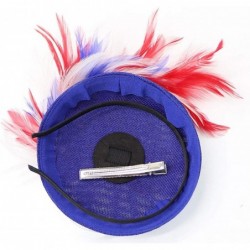 Berets Womens Fascinator Hat Sinamay Pillbox Flower Feather Tea Party Derby Wedding Headwear - Z Blue Rainbow - C2195MZ32G2 $...
