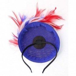 Berets Womens Fascinator Hat Sinamay Pillbox Flower Feather Tea Party Derby Wedding Headwear - Z Blue Rainbow - C2195MZ32G2 $...
