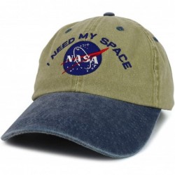 Baseball Caps NASA I Need My Space Embroidered Two Tone Pigment Dyed Cotton Cap - Khaki Navy - CF12DVNZE3H $35.97