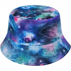 Bucket Hats Unisex Galaxy Bucket Hat Summer Fisherman Cap for Men Women - Light Blue - CF1983RX2NS $24.29