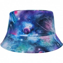 Bucket Hats Unisex Galaxy Bucket Hat Summer Fisherman Cap for Men Women - Light Blue - CF1983RX2NS $24.29