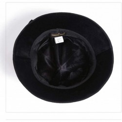 Fedoras Womens Velvet Hats Wide Brim Fedora Bowler Cap Cloche Elegant Church Hat - Black - CG18L42CE97 $37.49