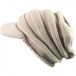 Skullies & Beanies Women Ladies Winter Knitting Hat Warm Artificial Wool Snow Ski Caps With Visor - T-beige - CY1897HDR8S $14.37