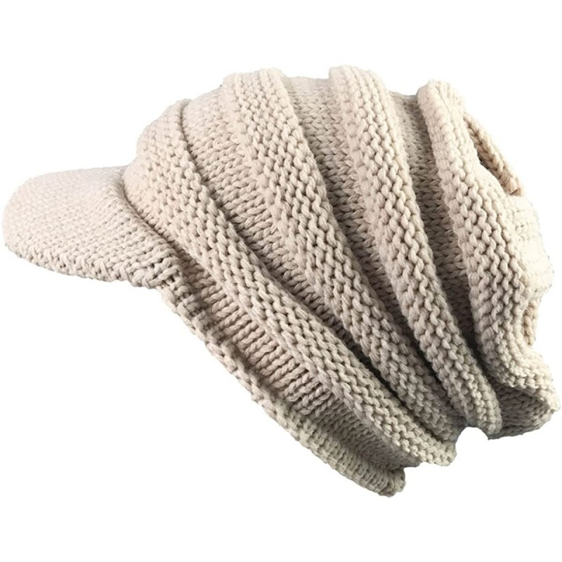 Skullies & Beanies Women Ladies Winter Knitting Hat Warm Artificial Wool Snow Ski Caps With Visor - T-beige - CY1897HDR8S $18.75
