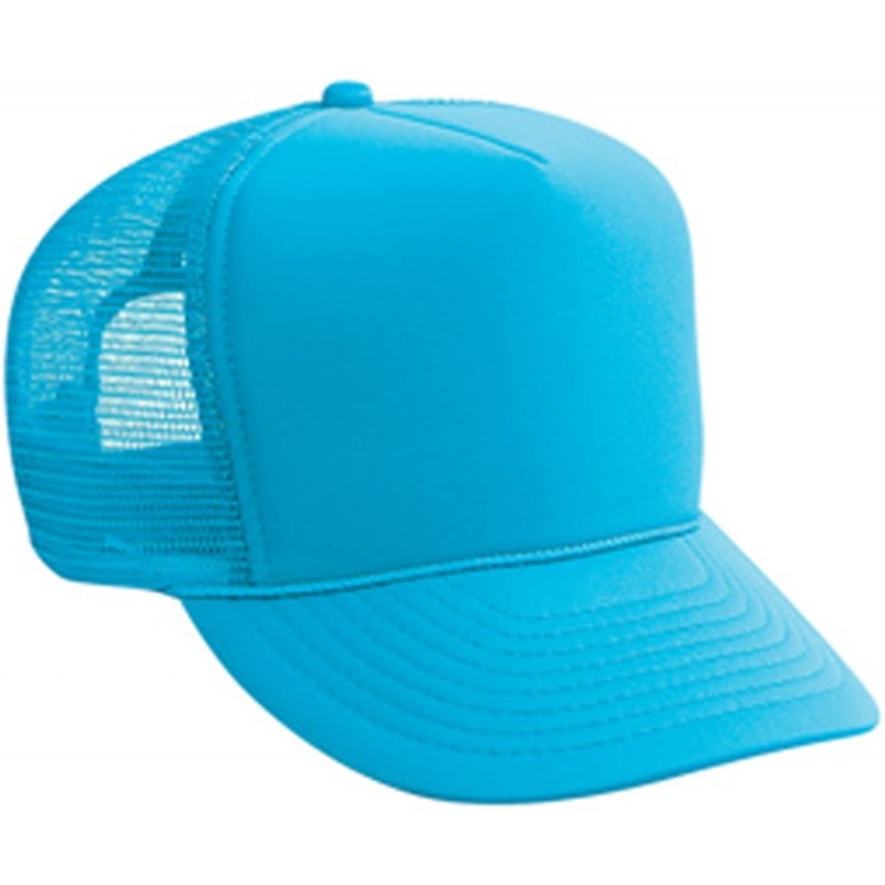 Baseball Caps Polyester Foam Front Solid Color Five Panel High Crown Golf Style Mesh Back Cap - Turquoise - CC11TOP0C7P $20.27