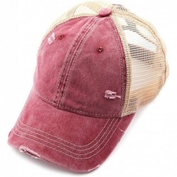 Baseball Caps Exclusives Hatsandscarf Distressed Adjustable - Burgundy/Beige - CZ18OXWZGR3 $26.21
