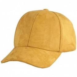 Baseball Caps Unisex Adjustable Snapback Hat Faux Suede Leather Baseball Cap - Yellow - CU17YKNHZQL $23.14