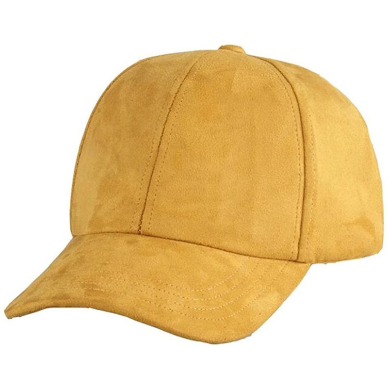 Baseball Caps Unisex Adjustable Snapback Hat Faux Suede Leather Baseball Cap - Yellow - CU17YKNHZQL $16.17