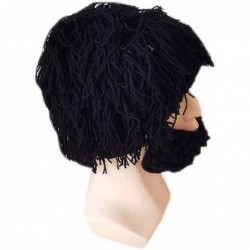 Skullies & Beanies Funny Knit Hat Creative Beanie Beard Original Barbarian Knit Beard Hat Halloween Caps Beard Facemask - Bla...
