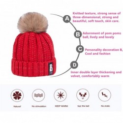 Skullies & Beanies Winter Pom Poms Ball Hat for Women Girl 's Knitted Cap Thick Skullies Beanies - 4 - CN18IS7N44X $18.63