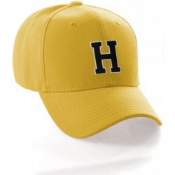 Baseball Caps Classic Baseball Hat Custom A to Z Initial Team Letter- Yellow Cap White Black - Letter H - CK18IDUWLM8 $22.65