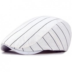 Newsboy Caps Men's Cotton Striped Gatsby Ivy Newsboy Cap Hat - White - CL12G64LGC1 $20.16