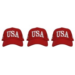 Baseball Caps Make America Great Again Hat [3 Pack]- Donald Trump USA MAGA Cap Adjustable Baseball Hat - Usa Red - CP18R956Q6...