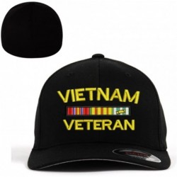 Baseball Caps Vietnam Veteran Flexfit Baseball Cap Hat Black - CD18209MUCY $49.23