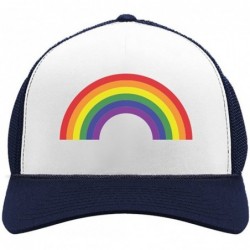 Baseball Caps Pride Parade Trucker Hat Gay & Lesbian Pride Rainbow Flag Trucker Hat Mesh Cap - Navy/White - CT18CU7RTX9 $26.25