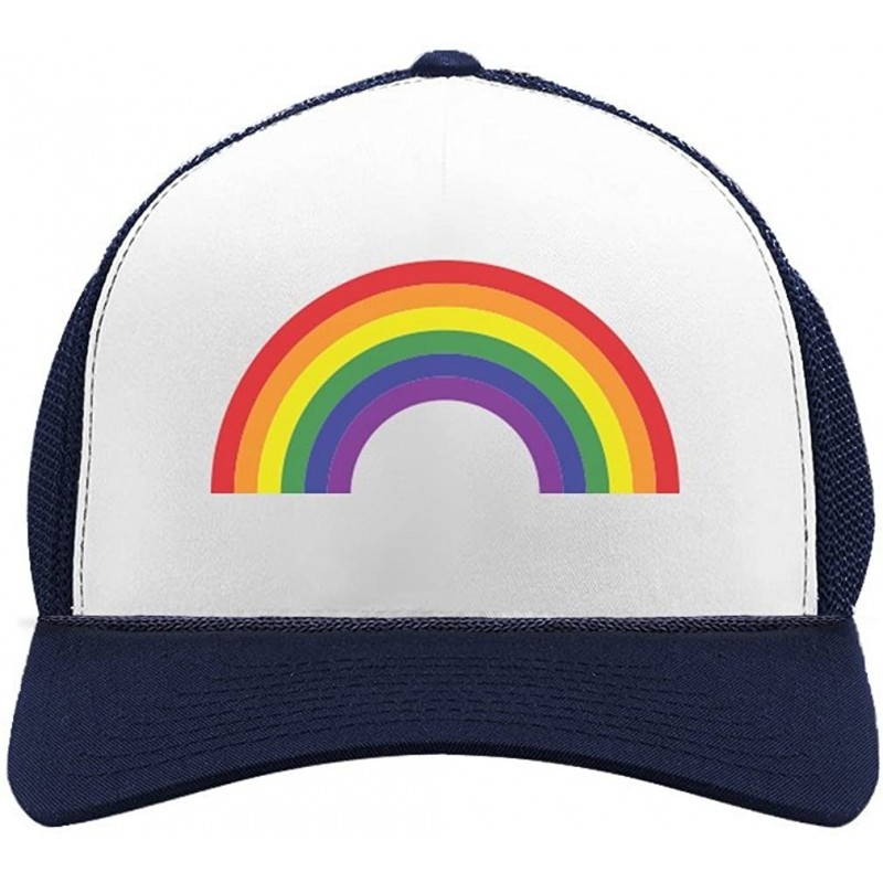 Baseball Caps Pride Parade Trucker Hat Gay & Lesbian Pride Rainbow Flag Trucker Hat Mesh Cap - Navy/White - CT18CU7RTX9 $19.61