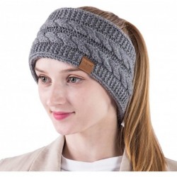 Cold Weather Headbands Winter Wool Headband For Women- Warm Knit Thick Fleece Lined Ear Warmer Muffs Head Wrap Messy Bun Pony...