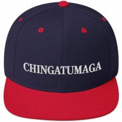 Baseball Caps CHINGATUMAGA Hat (Embroidered Wool Blend Snapback Hat) Chinga Tu MAGA Parody - Navy/ Red - CY18ZC0TWIO $58.93