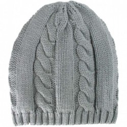 Skullies & Beanies Cable Knit 3 Piece Beanie Hat Texting Gloves & Matching Scarf Set - Light Grey - CY127O6KOZP $51.82