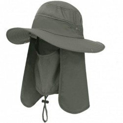 Sun Hats Windproof Fishing Hats UPF50+ UV Protection Sun Cap Outdoor Bucket Mesh Hat - Military Green - CX18WE484E8 $18.79