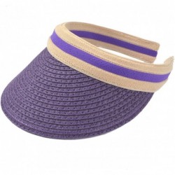 Visors Women Sun Straw Visor Hat UV Protection Golf Beach Outdoor Sports Summer Cap V201 - Purple - C718GS74YQ7 $24.52