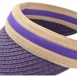 Visors Women Sun Straw Visor Hat UV Protection Golf Beach Outdoor Sports Summer Cap V201 - Purple - C718GS74YQ7 $15.52