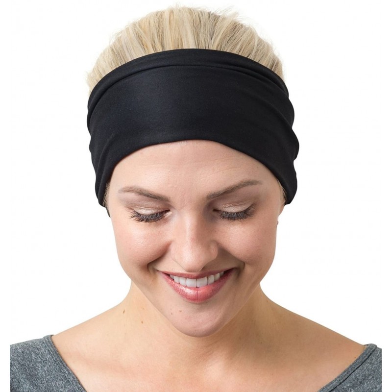 Headbands Yoga Headbands Women Men - Solid Black - C412MY7B7LI $23.37