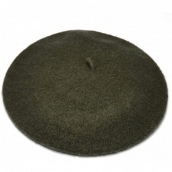 Berets Women's Solid Color Classic French Style Beret Beanie Hat - Amy Green - CL11Y7M5SVZ $14.05