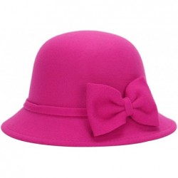 Bucket Hats Women Faux Wool Church Cloche Flapper Hat Lady Bucket Winter Flower Cap - 5 - C218HGG43TZ $24.95