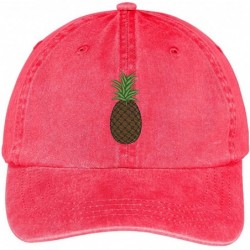 Baseball Caps Pineapple Embroidered Pigment Dyed 100% Cotton Cap - Red - CB12FS7VMA7 $32.45
