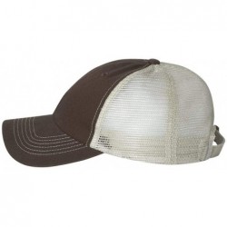 Baseball Caps Headwear 3100 Contrast Stitch Mesh Cap - Brown/Stone - CY11U9J7P0H $19.46