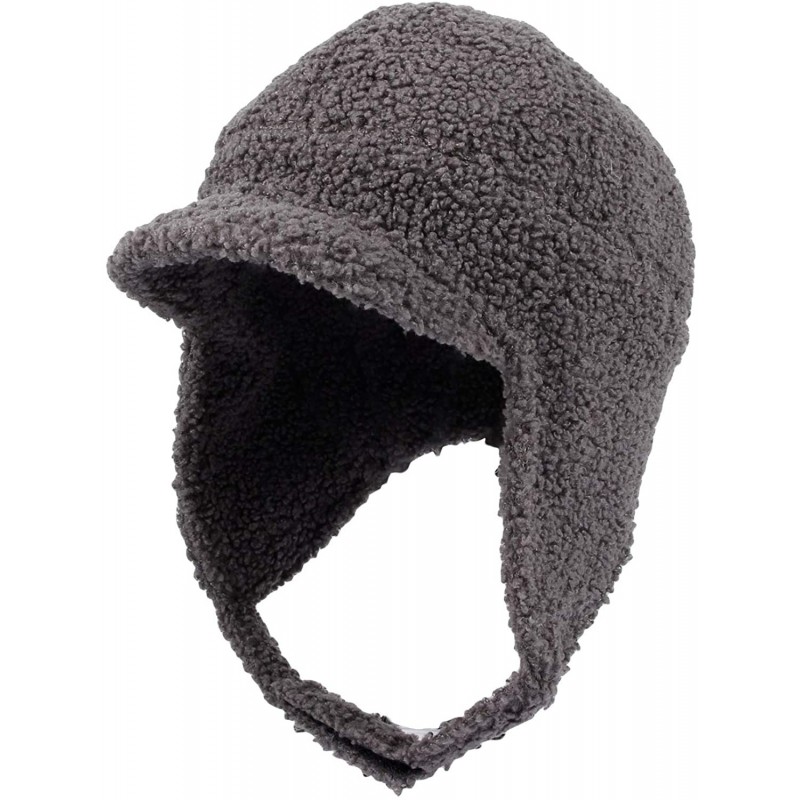 Baseball Caps Visor Ear Flap Hat Winter Fleece Warm Trapper Cap SLT1249 - Grey - CJ1935Q80MH $30.25