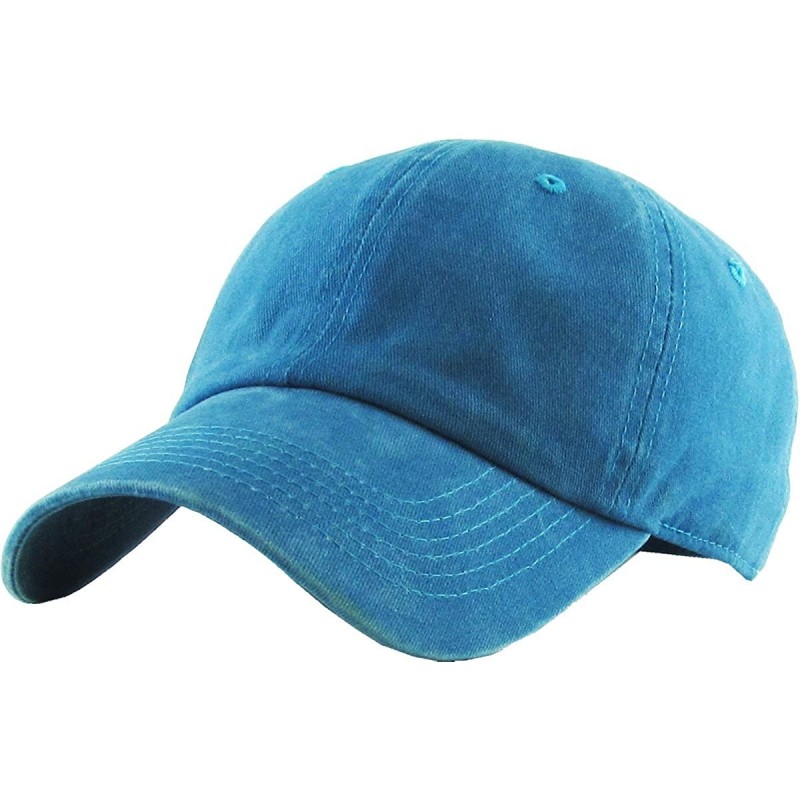 Skullies & Beanies Classic Washed Pigment Cotton Dad Hat Adjustable Unconstructed Plain Cap - 6- Indigo Blue - CU18GKOHAM2 $1...