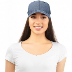 Baseball Caps Premium Baseball Cap Structured Dad Hat Low Crown Chambray - Navy Blue - CY12NERNC7O $12.18